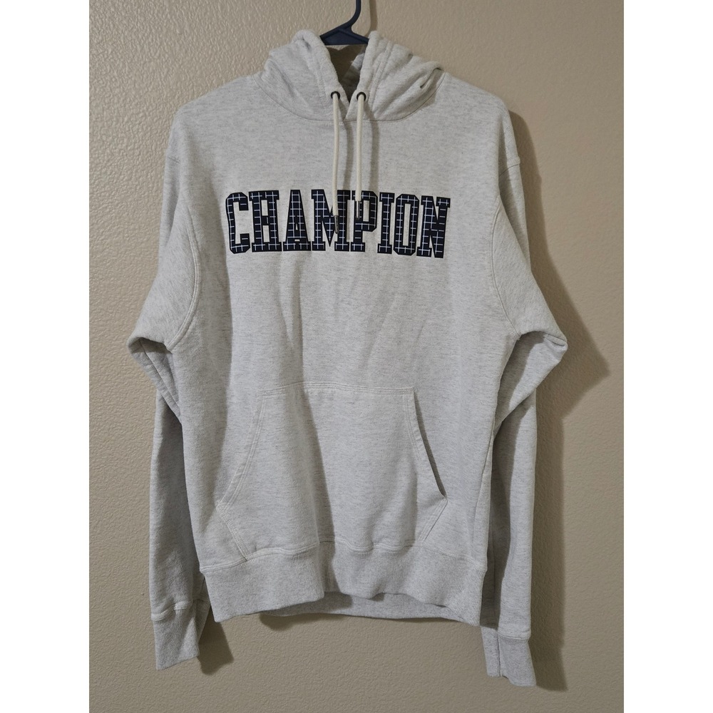Champion Mens Heather Grey Logo Hoodie Sweatshirt Small